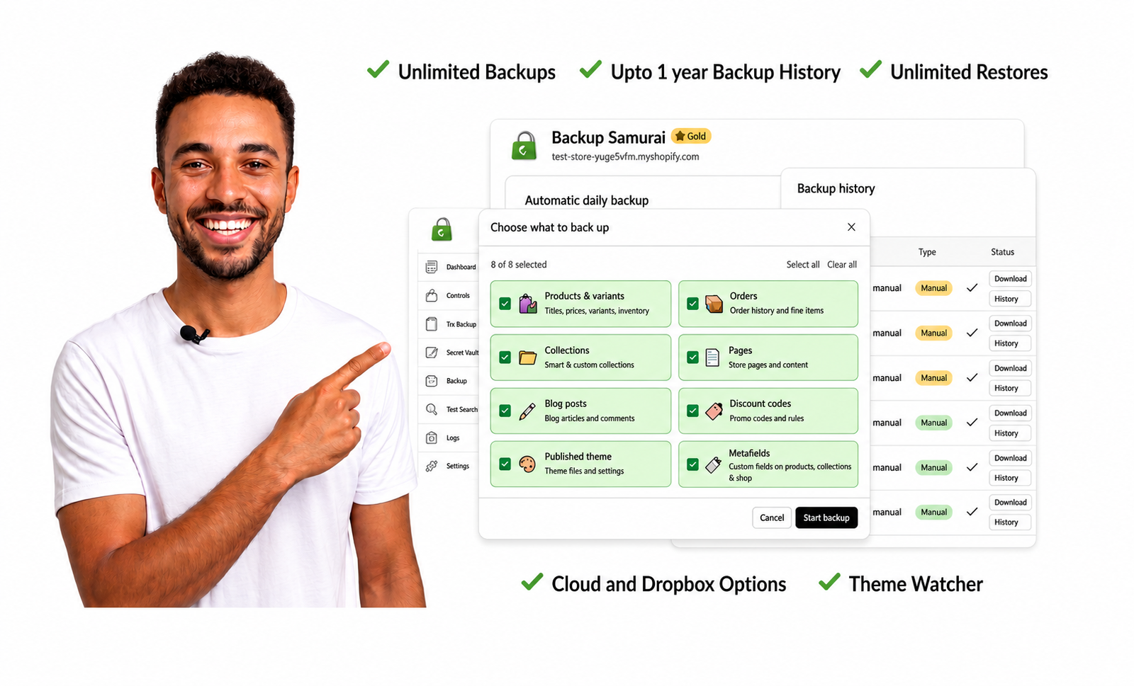 Backup Samurai app — choose what to back up
